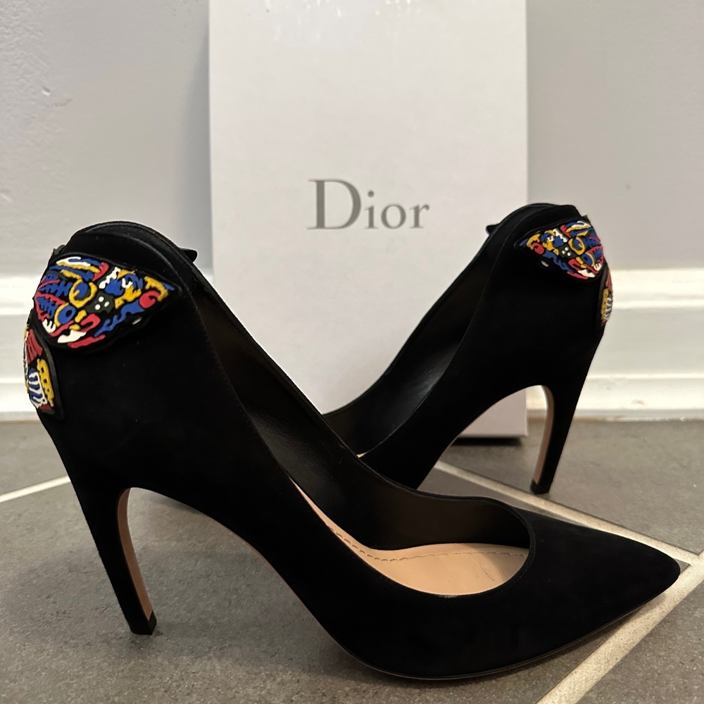 Never Worn Christian Dior Suede D-Butterfly Suede Pumps 39 Black